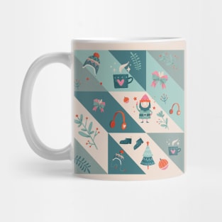 Cute Christmas Patterns Turquoise | Christmas Approaching Mug